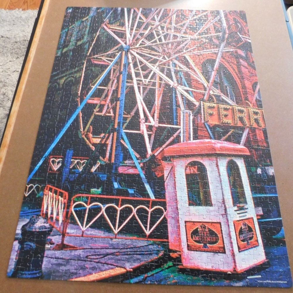 Jigsaw Puzzle Chris Lord Ferris Wheel Street Fair Mott Street 1000 Pc Complete